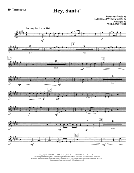 Hey Santa Arr Paul Langford Bb Trumpet 2 Sheet Music