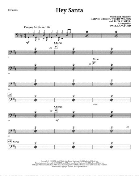 Free Sheet Music Hey Santa Arr Paul Langford Drums