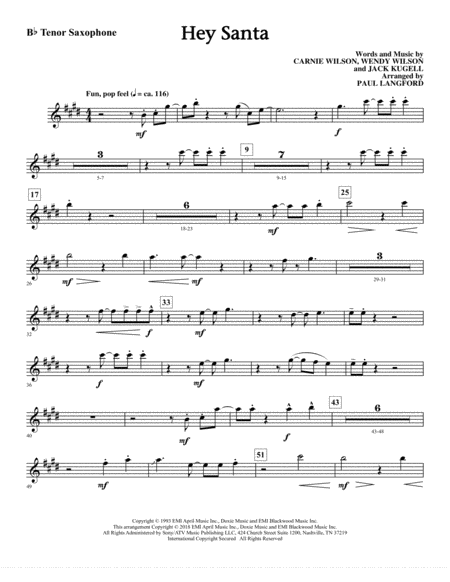 Hey Santa Arr Paul Langford Tenor Saxophone Sheet Music