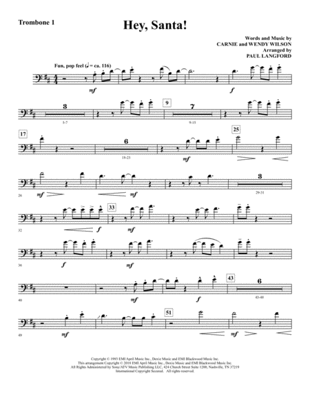 Hey Santa Arr Paul Langford Trombone 1 Sheet Music