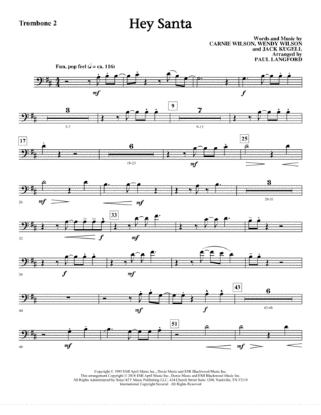 Free Sheet Music Hey Santa Arr Paul Langford Trombone 2