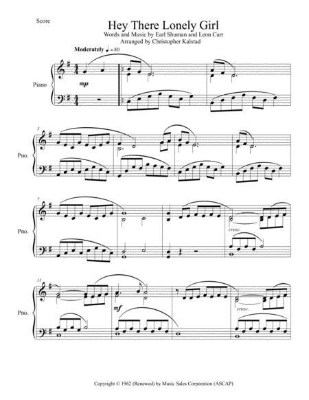 Hey There Lonely Girl Hey There Lonely Boy Solo Piano Sheet Music