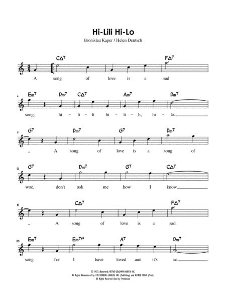 Free Sheet Music Hi Lili Hi Lo C