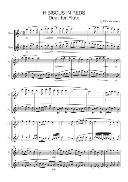 Free Sheet Music Hibiscus In Reds Flute Duet