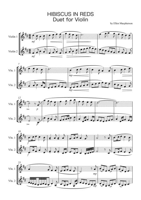 Free Sheet Music Hibiscus In Reds Violin Duet