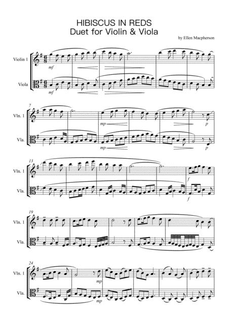 Free Sheet Music Hibiscus In Reds Violin Viola Duet