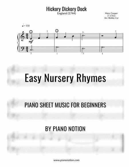 Hickory Dickory Dock Easy Piano Solo Sheet Music