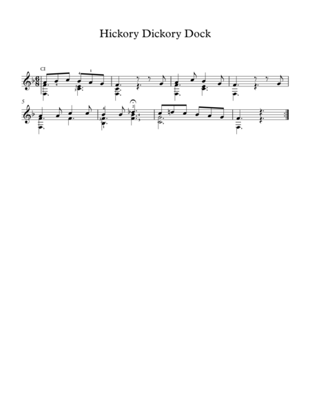 Free Sheet Music Hickory Dickory Dock