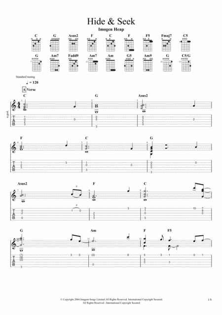 Free Sheet Music Hide And Seek Imogen Heap For Solo Fingerstyle Guitar