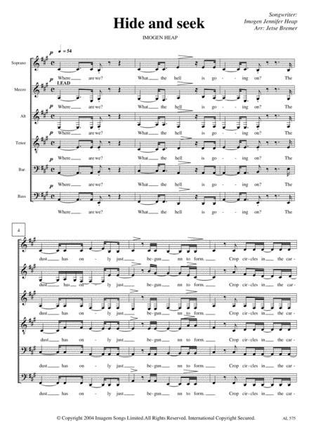 Hide And Seek Saatbb A Cappella Sheet Music