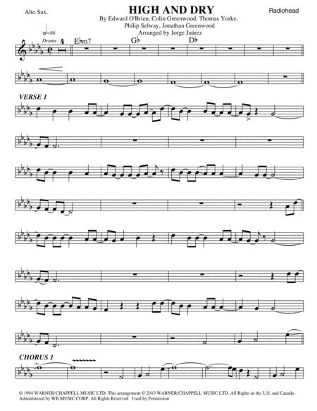 High And Dry Alto Sax Sheet Music