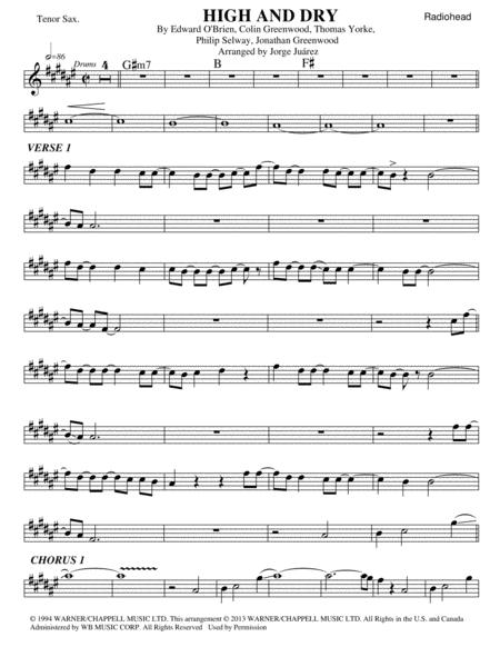 High And Dry Tenor Sax Sheet Music