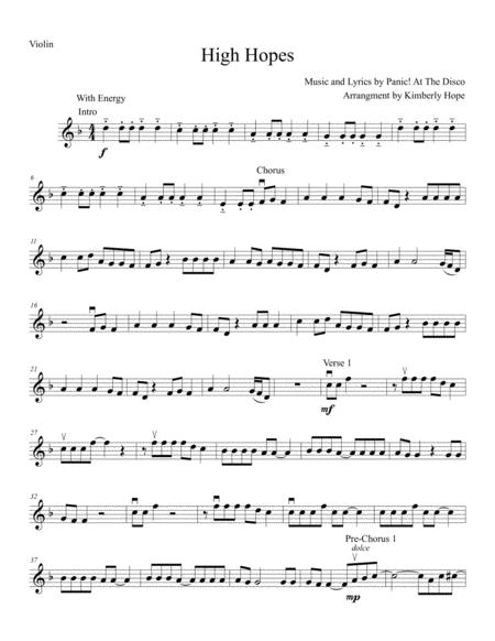 High Hopes By Panic At The Disco Easy Beginner Violin Solo Sheet Music