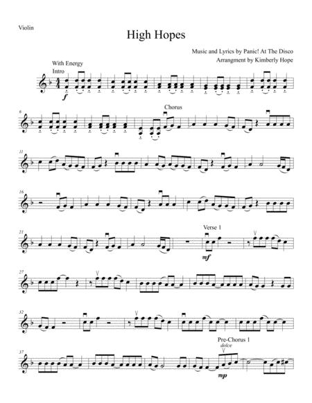 High Hopes By Panic At The Disco Violin Solo Sheet Music