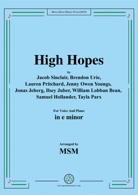 High Hopes In E Minor For Voice And Piano Sheet Music