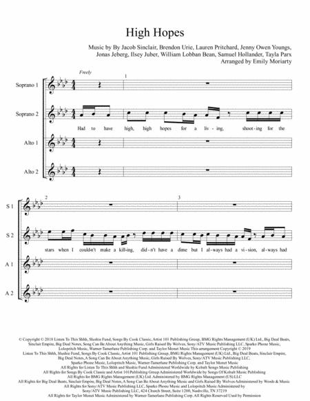 High Hopes Ssaa Sheet Music