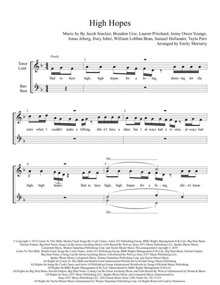 Free Sheet Music High Hopes Womens Barbershop Chorus