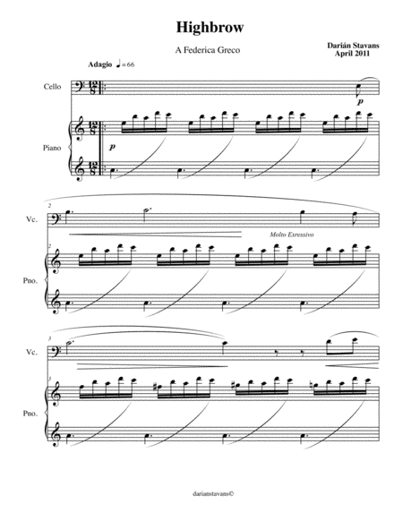 Free Sheet Music Highbrow For Cello And Piano