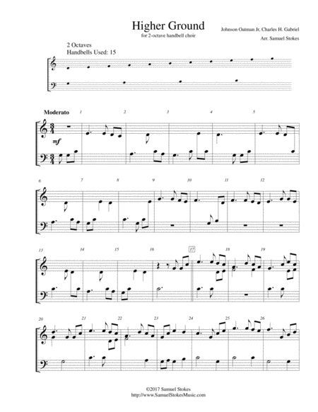 Higher Ground For 2 Octave Handbell Choir Sheet Music