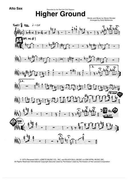 Higher Ground Instrumental Small Big Band Sheet Music