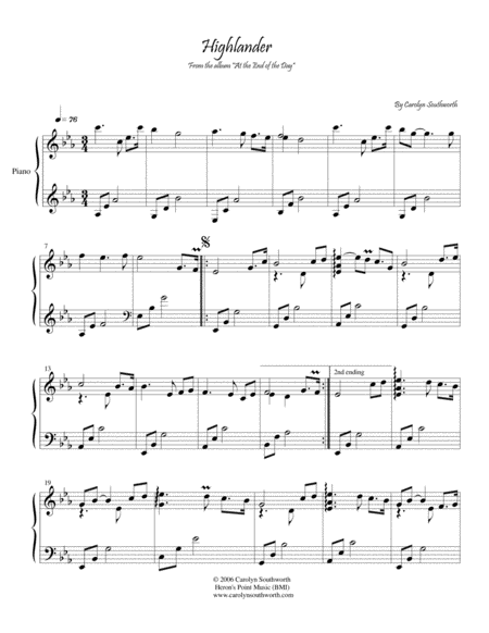 Free Sheet Music Highlander