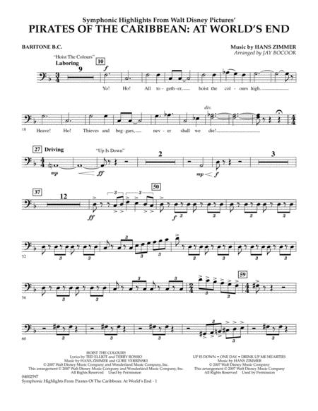 Free Sheet Music Highlights From Pirates Of The Caribbean At Worlds End Arr Jay Bocook Baritone B C