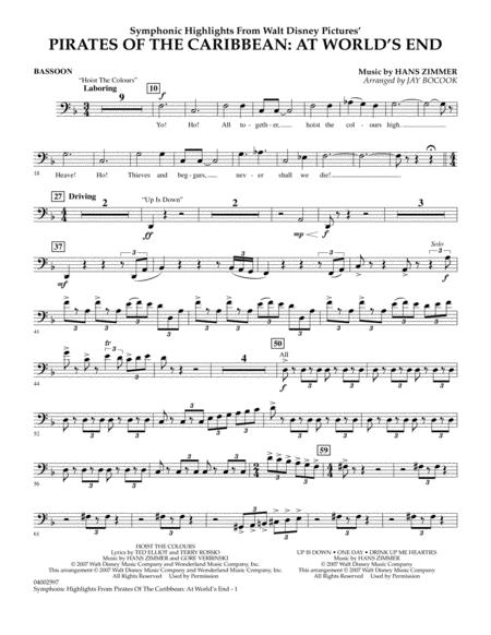 Highlights From Pirates Of The Caribbean At Worlds End Arr Jay Bocook Bassoon Sheet Music