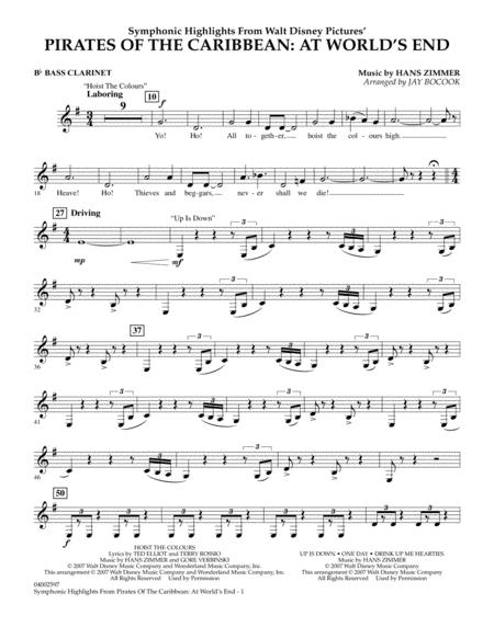 Free Sheet Music Highlights From Pirates Of The Caribbean At Worlds End Arr Jay Bocook Bb Bass Clarinet