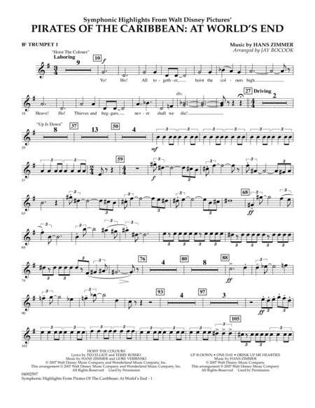 Free Sheet Music Highlights From Pirates Of The Caribbean At Worlds End Arr Jay Bocook Bb Trumpet 1