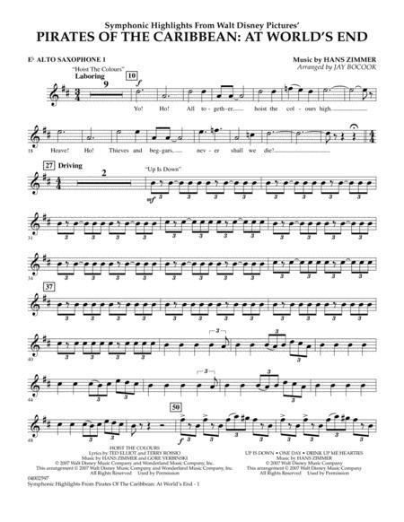 Highlights From Pirates Of The Caribbean At Worlds End Arr Jay Bocook Eb Alto Saxophone 1 Sheet Music