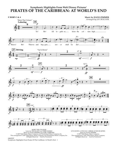 Free Sheet Music Highlights From Pirates Of The Caribbean At Worlds End Arr Jay Bocook F Horn 3 4