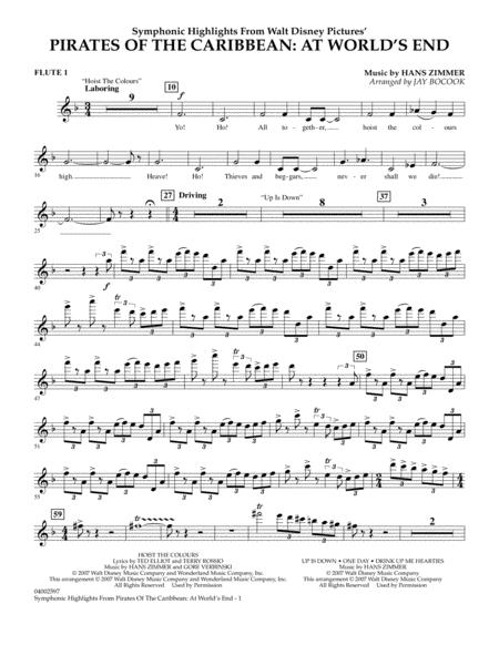 Highlights From Pirates Of The Caribbean At Worlds End Arr Jay Bocook Flute 1 Sheet Music