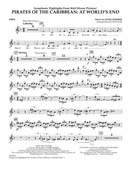 Free Sheet Music Highlights From Pirates Of The Caribbean At Worlds End Arr Jay Bocook Oboe
