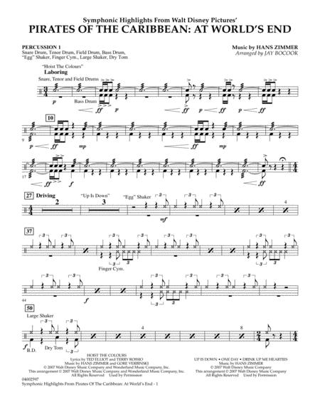 Highlights From Pirates Of The Caribbean At Worlds End Arr Jay Bocook Percussion 1 Sheet Music