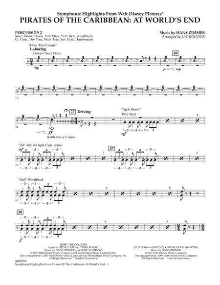 Free Sheet Music Highlights From Pirates Of The Caribbean At Worlds End Arr Jay Bocook Percussion 2