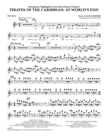 Free Sheet Music Highlights From Pirates Of The Caribbean At Worlds End Arr Jay Bocook Piccolo