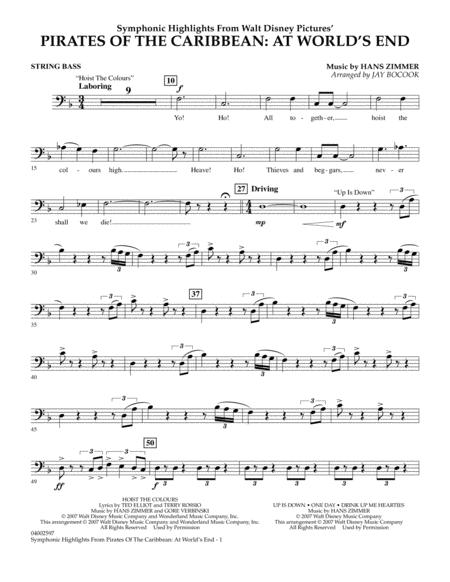 Highlights From Pirates Of The Caribbean At Worlds End Arr Jay Bocook String Bass Sheet Music