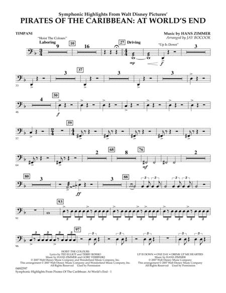 Free Sheet Music Highlights From Pirates Of The Caribbean At Worlds End Arr Jay Bocook Timpani