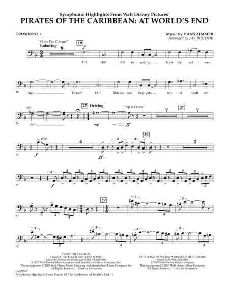 Free Sheet Music Highlights From Pirates Of The Caribbean At Worlds End Arr Jay Bocook Trombone 1