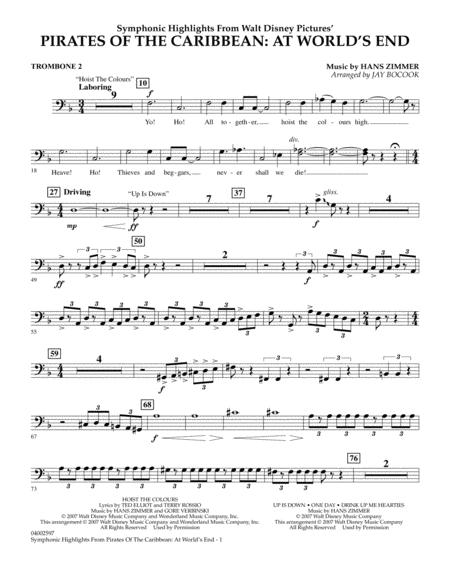 Highlights From Pirates Of The Caribbean At Worlds End Arr Jay Bocook Trombone 2 Sheet Music