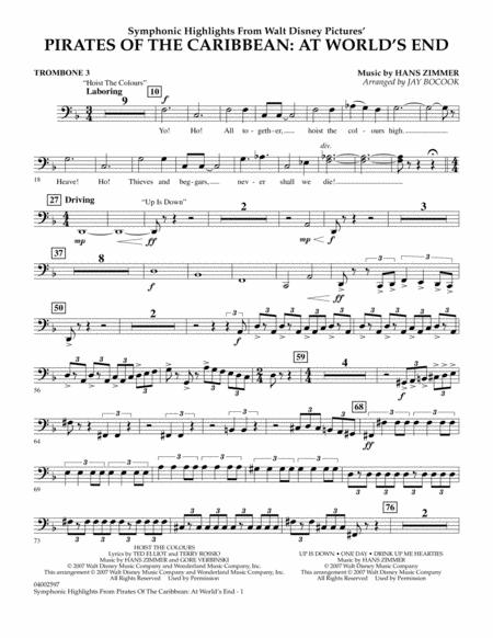 Highlights From Pirates Of The Caribbean At Worlds End Arr Jay Bocook Trombone 3 Sheet Music