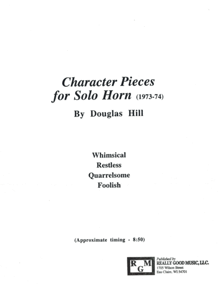 Free Sheet Music Hill Douglas Character Pieces For Solo Horn