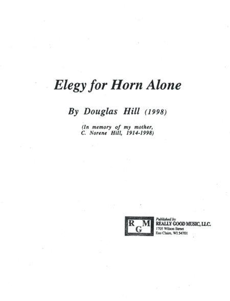 Hill Douglas Elegy For Horn Alone Sheet Music