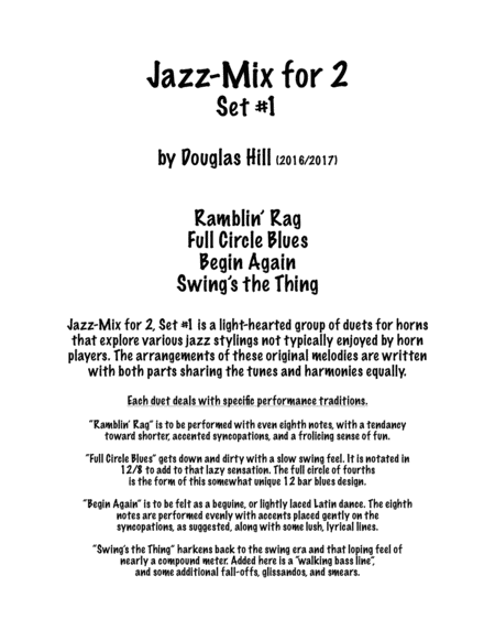 Hill Douglas Jazz Mix For 2 Set 1 2 Horns Sheet Music