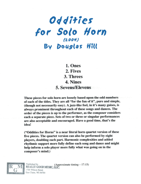 Hill Douglas Oddities For Solo Horn Sheet Music