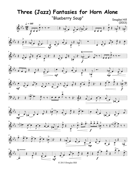 Hill Douglas Three Jazz Fantasies For Horn Alone Sheet Music