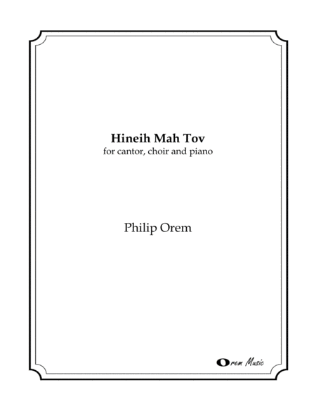 Free Sheet Music Hineih Mah Tov