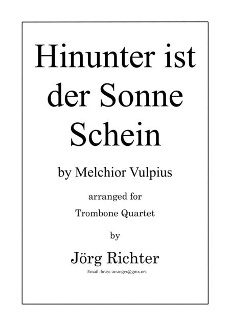 Free Sheet Music Hinunter Ist Der Sonne Schein Fr Posaunenquartett