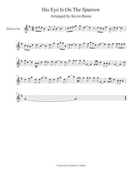 His Eye Is On The Sparrow Bari Sax Sheet Music