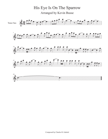 Free Sheet Music His Eye Is On The Sparrow Easy Key Of C Tenor Sax